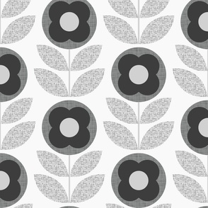 Monochrome midmod bloom black and white XL wallpaper 12 scale mid century modern by Pippa Shaw