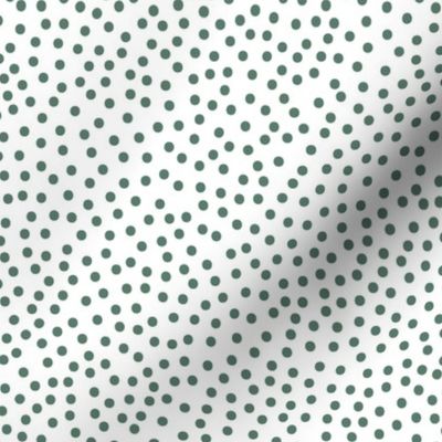 Haphazard Polka Dots Dark Mint Green on White: Small