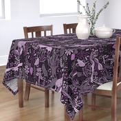 Wolves and owls - deep dark purple - large