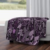 Wolves and owls - deep dark purple - large