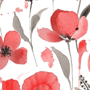 Watercolor Poppies | Monochromatic Floral