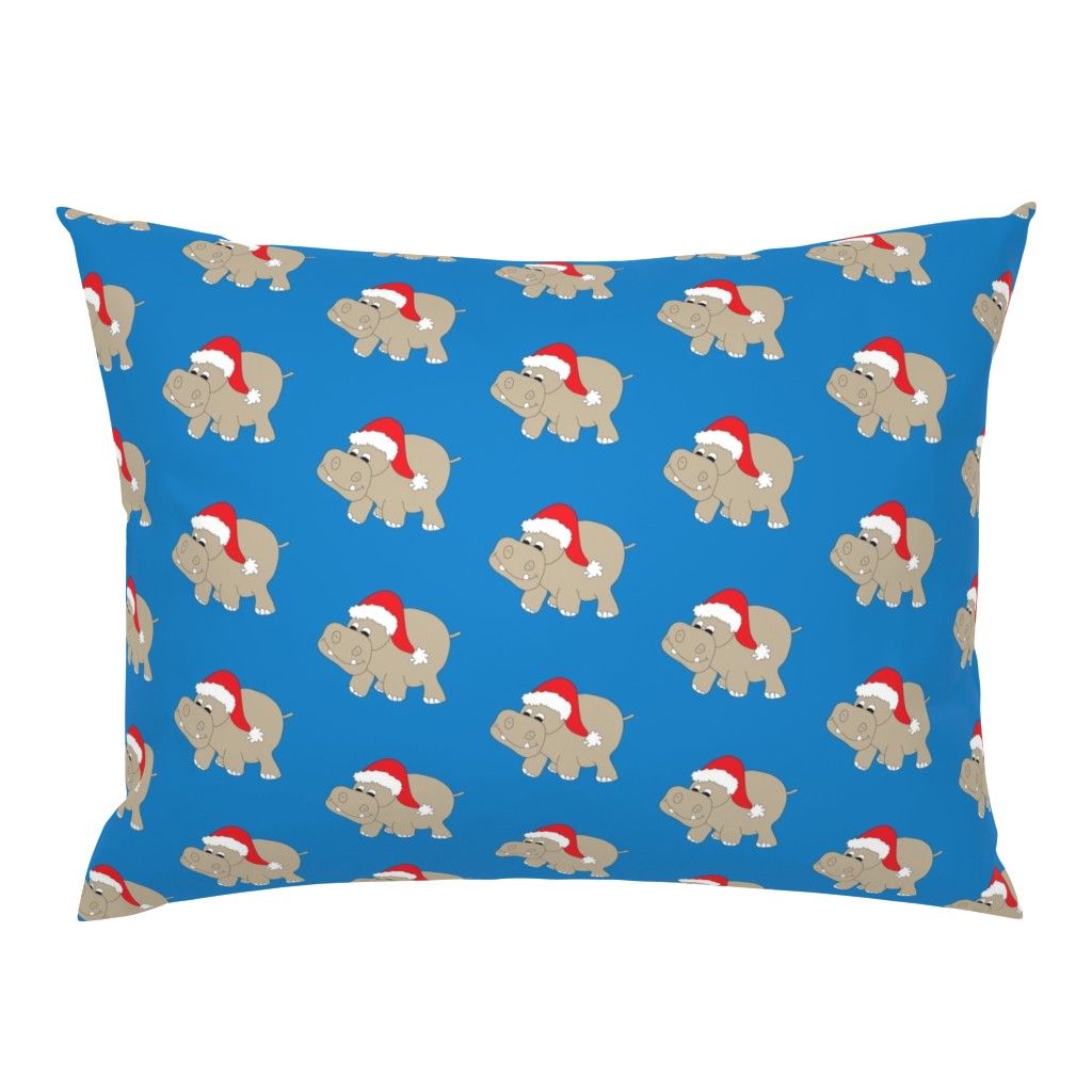 Santa Hippo Blue Background