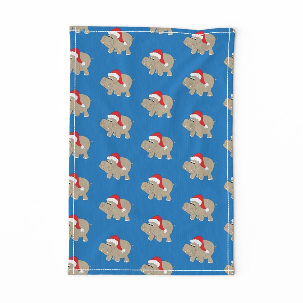 Santa Hippo Blue Background