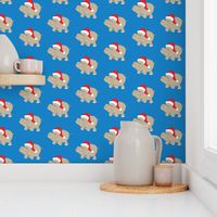 Santa Hippo Blue Background