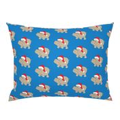 Santa Hippo Blue Background