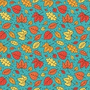 Doodle Leaves: Teal & Orange (Extra Small Scale)