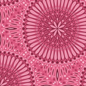 Mandala / big scale / viva magenta pink monochrome abstract geometric decorative pattern design 