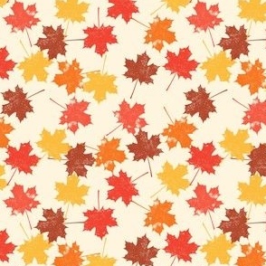 (small scale) fall leaves - autumn foliage - orange/cream - LAD23