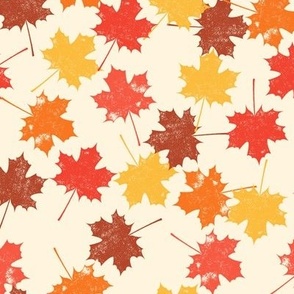 fall leaves - autumn foliage - orange/cream - LAD23