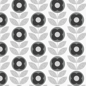 Monochrome midmod bloom black and white large 8 scale mid century modern by Pippa Shaw