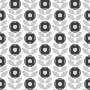 Monochrome midmod bloom black and white medium 6 scale mid century modern by Pippa Shaw