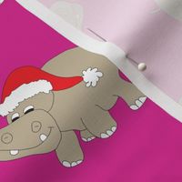 Santa Hippo Pink Background