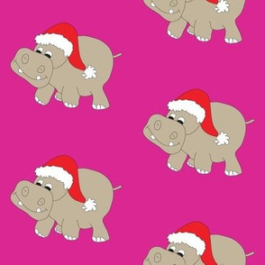 Santa Hippo Pink Background