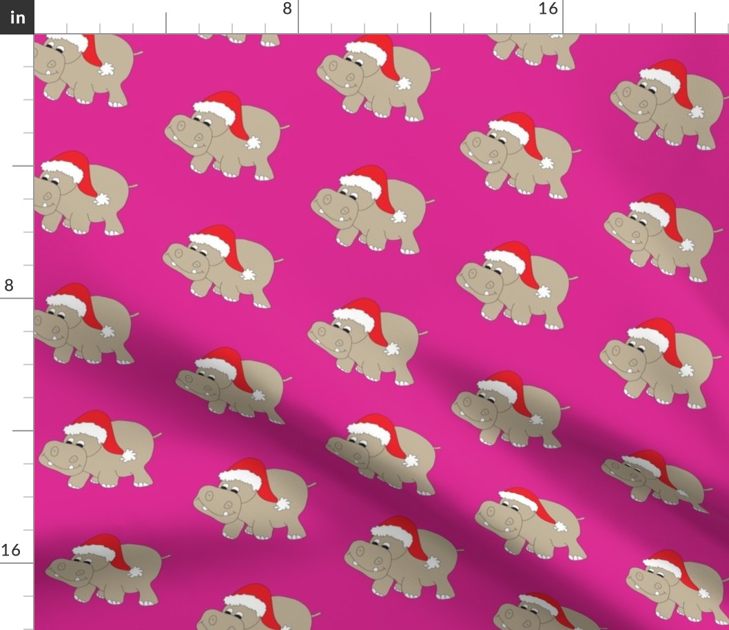 Santa Hippo Pink Background