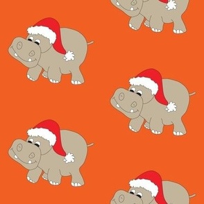 Santa Hippo Orange Background