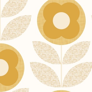 Monochrome midmod bloom mustard jumbo wallpaper 24 scale mid century modern by Pippa Shaw