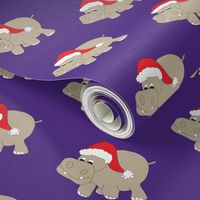 Santa Hippo Purple Background