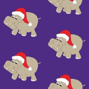 Santa Hippo Purple Background