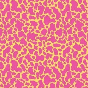 Cow Animal Print - Ditsy Scale - Hot Pink and Yellow Trendy 90s throwback