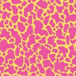 Cow Animal Print - Small Scale - Hot Pink and Yellow Trendy 90s throwback