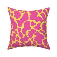 Cow Animal Print - Large Scale - Hot Pink and Yellow Trendy 90s throwback