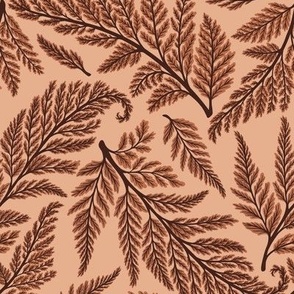 Terracotta Red Fern Leaves // Autumn Botanical // Medium Scale 