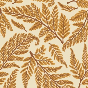 Yellow Gold Fern Leaves // Autumn Botanical // Large Scale 