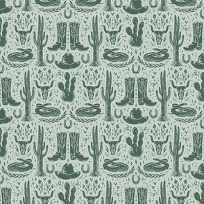 Texas Wallpaper - Green Cowboy & Western Themed Design - Cactus Wallpaper