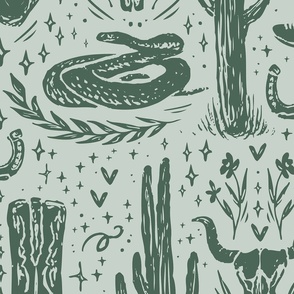 Texas Wallpaper - Light Green Cowboy & Western Themed Design - Cactus Wallpaper