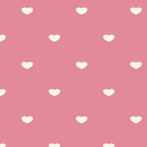 White hearts on pink