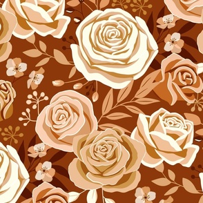 Bold Rust Roses - Large Scale