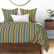 Blue Abstract Stripes: V5 Playful Meadow Coordinate Line Art Abstract Stripey Mod Art Green, Orange, White, Yellow - Small