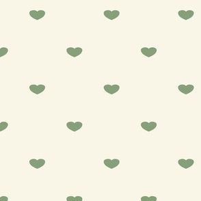 Green hearts on cream