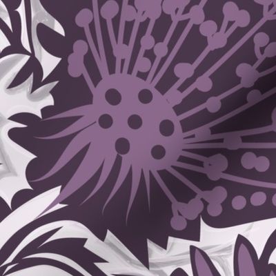 Enchanting Wildflowers- Monochromatic- Deep Purple Amethyst- Large Scale