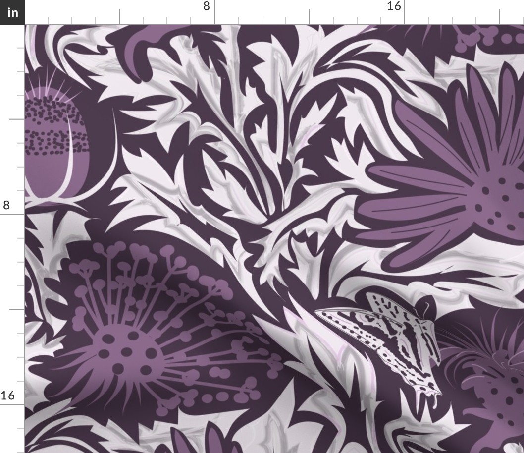 Enchanting Wildflowers- Monochromatic- Deep Purple Amethyst- Large Scale