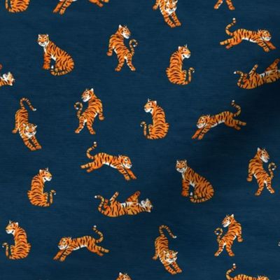 Simple Tiger Illustration - Navy Texture - (More Tigers) - Medium Scale