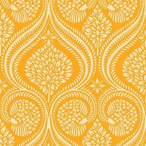 Florence damask / Small scale / yellow
