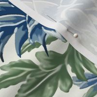 Pineapple Haven – Blue/Green on Cream Wallpaper -New 