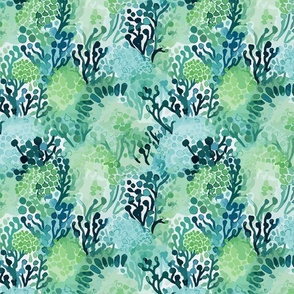 Lilly's Ocean Garden –  Blue/Aqua Wallpaper – New 