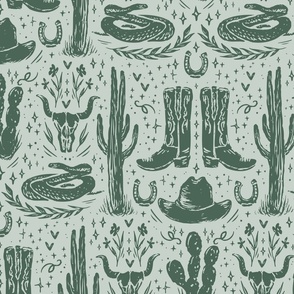 Texas Wallpaper - Green Cowboy & Western Design - Cactus Wallpaper