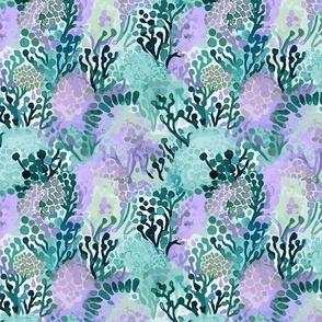 Lilly's Ocean Garden – Aqua/Lilac Wallpaper – New 