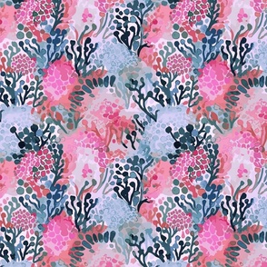 Lilly's Ocean Garden – Pink/Aqua Wallpaper – New