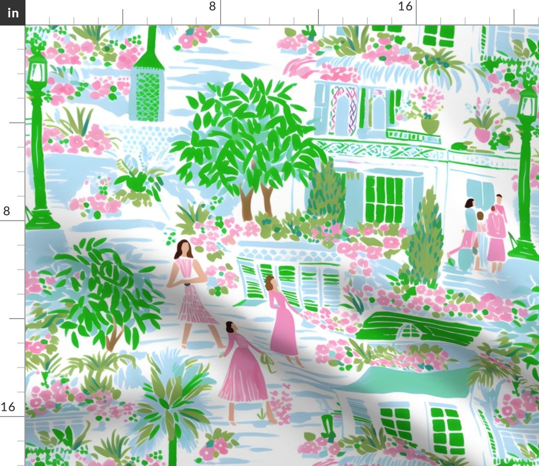 Charleston Lillylane – Pink/Green on White – New 