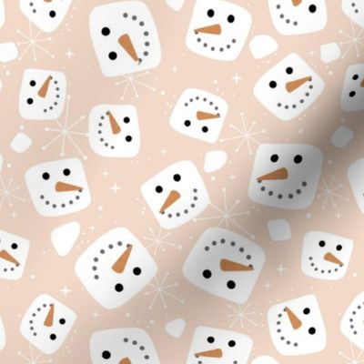 Christmas  retro fifties snacks collection - Little snowman ice cubes and snowflakes winter wonderland seasonal kawaii magic white on sand blush cream