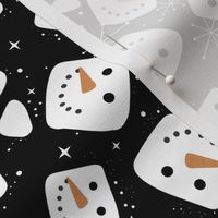 Christmas  retro fifties snacks collection - Little snowman ice cubes and snowflakes winter wonderland seasonal kawaii magic white on black
