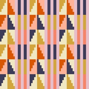 Small Funky Disco Aztec Steps / Colorful Stripes and Steps / Modern Geometric Boho