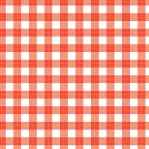 Preppy scarlet red and white traditional vintage gingham with white plaid lines