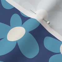 Blue Jumbo Flowers: V5 Retro Abstract Maximalist 70s Groovy Florals Flower Power - Medium