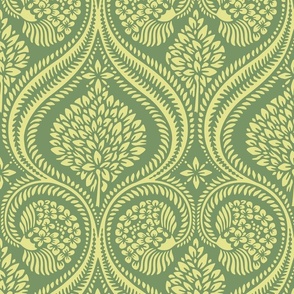 Florence damask / Small scale / Green + Lime