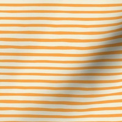 Wonky Yellow Stripes - Ditsy Scale - Horizontal Marigold Light Yellow Mustard Ochre